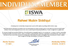Director Raheel Mubin Siddiqui -International Solid Waste Association Member